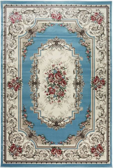 Витебские ковры Ковер Версаль голубой с цветами, в стиле прованс / с мягким ворсом на пол в комнату. #1