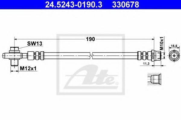 Ate Шланг тормозной для автомобиля, арт. 24.5243-0190.3, 1 шт. #1