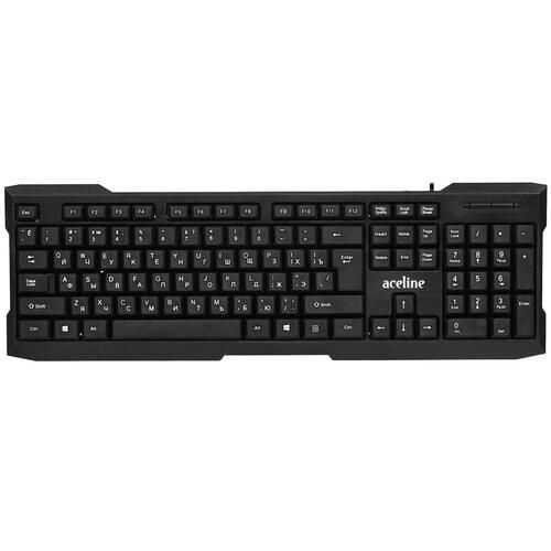 Клавиатура проводная Aceline K-202BU, мембранная, клавиш - 104, USB, черная  #1