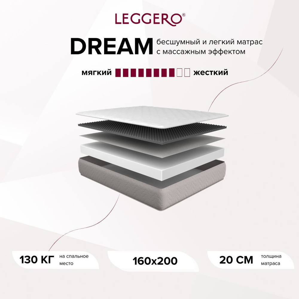 Матрас Leggero Dream 160х200 Беспружинный #1