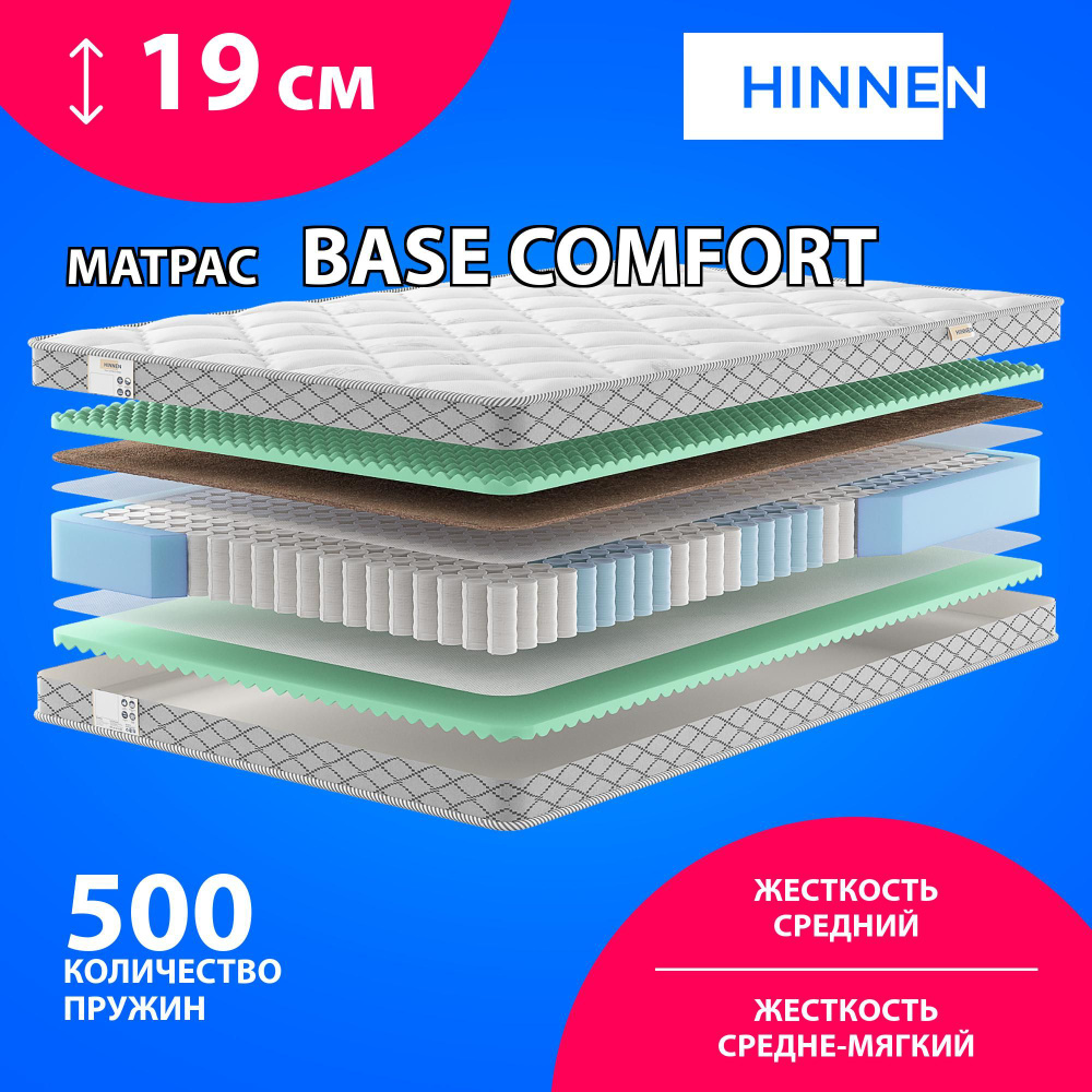 Матрас Hinnen Бейс Comfort, Независимые пружины, 140х200 см #1