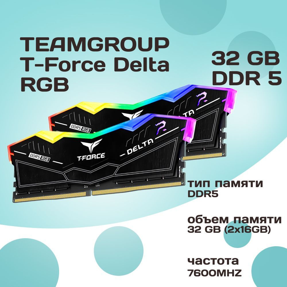 Teamgroup Оперативная память DDR5 T-Force Delta RGB 32GB 7600MHz CL36 (36-46-46-84) 2x16 ГБ (FF3D532G7600HC36DDC01) #1