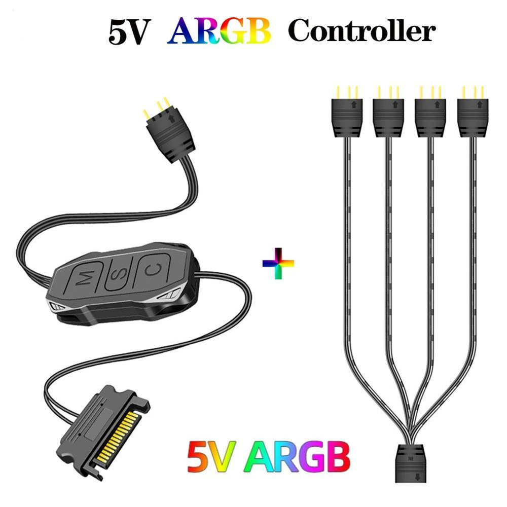 Контроллер для RGB подсветки с кнопкой, 5v 3pin ARGB, питание SATA ...