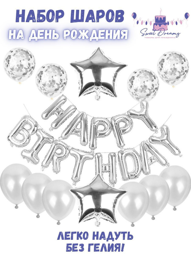 Воздушные шарики Happy Birthday для фотозоны #1