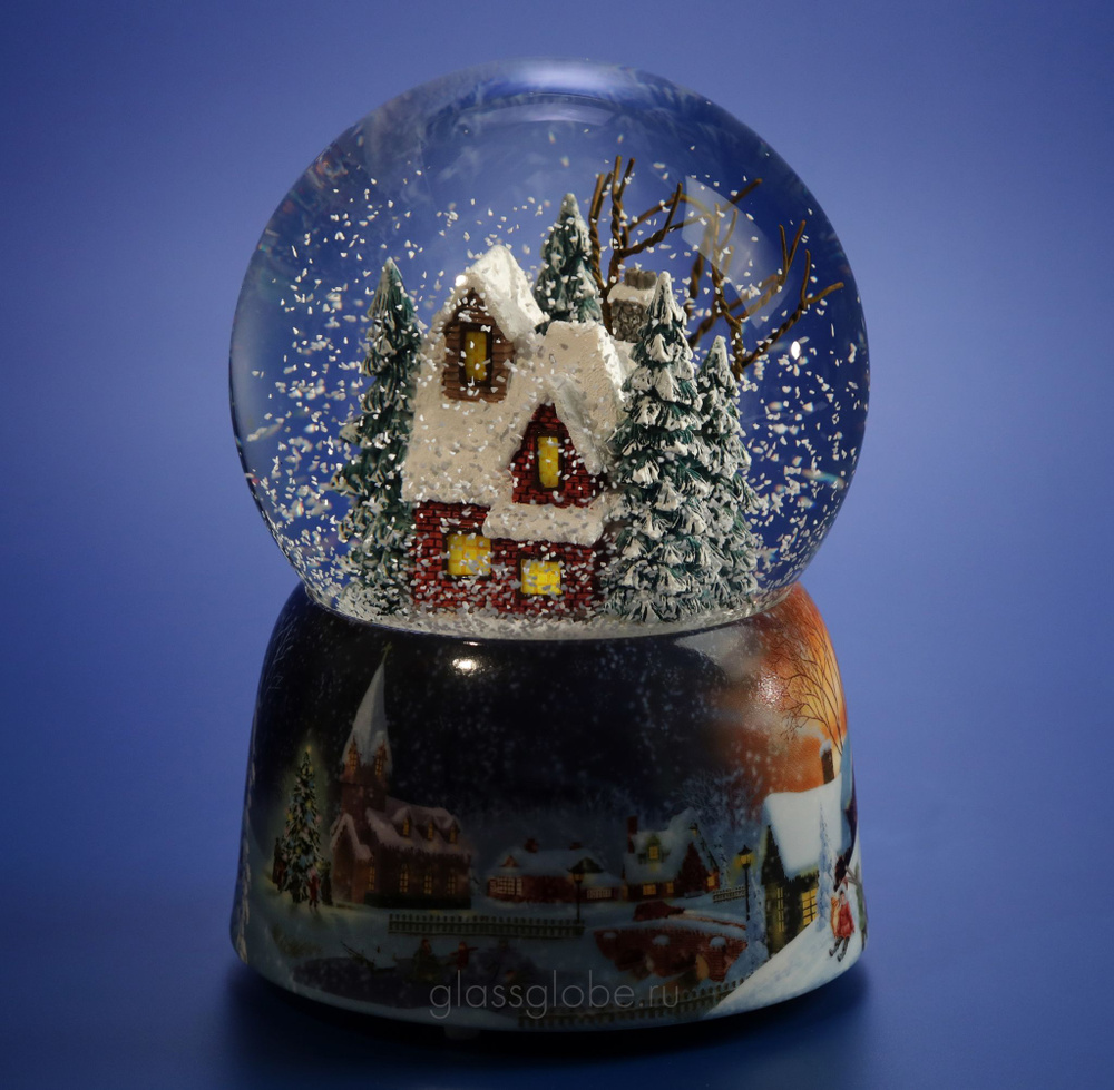 Снежный шар Glassglobe "Свет в окошках" с подсветкой #1