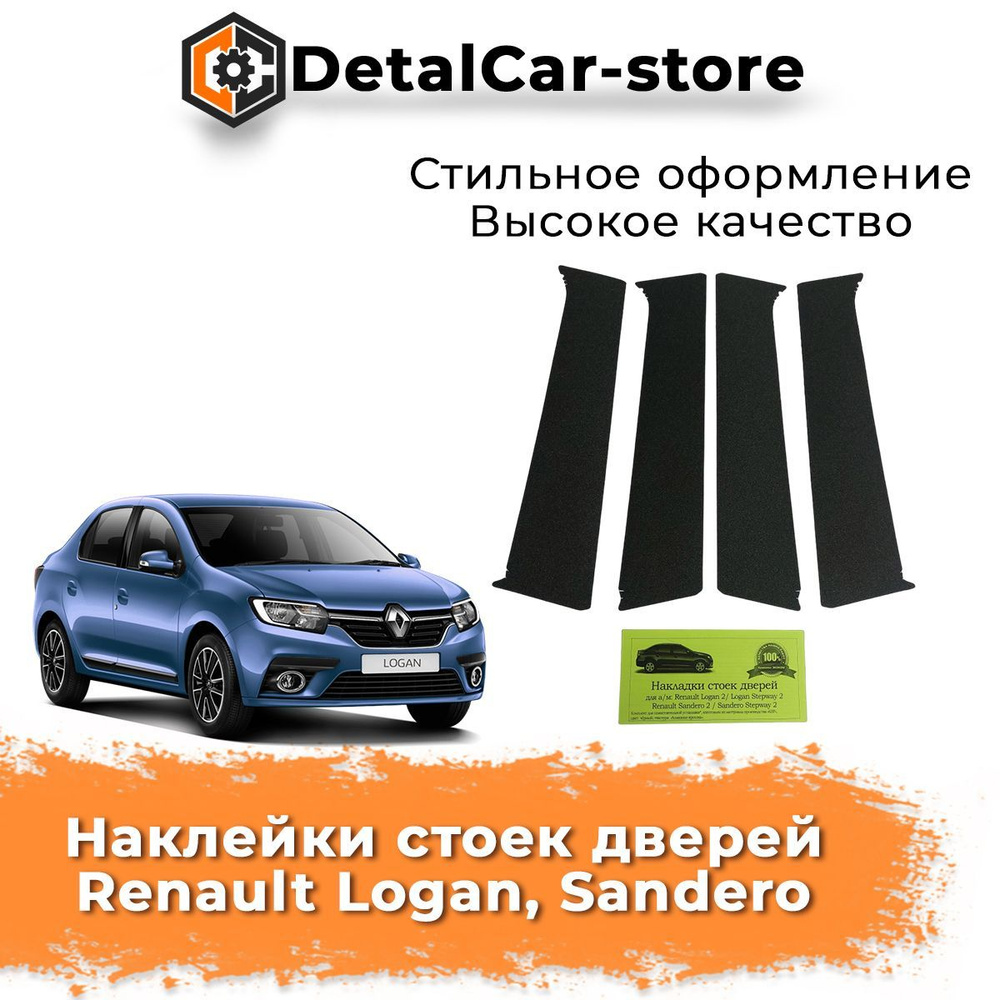 Наклейки стоек дверей Renault Logan, Sandero (с 2012) - купить по ...