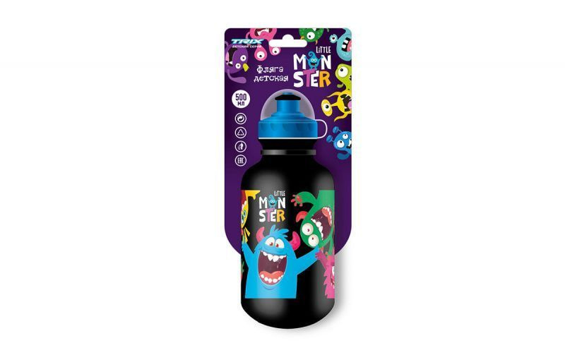 Фляга TRIX Little Monster детская, 500 мл, защитная крышка, фиолетовая  #1