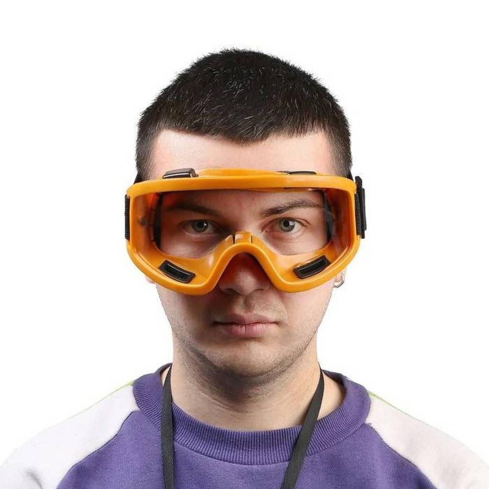 Очки-маска для езды на мототехнике, стекло прозрачное, цвет желтый, 1 шт  #1
