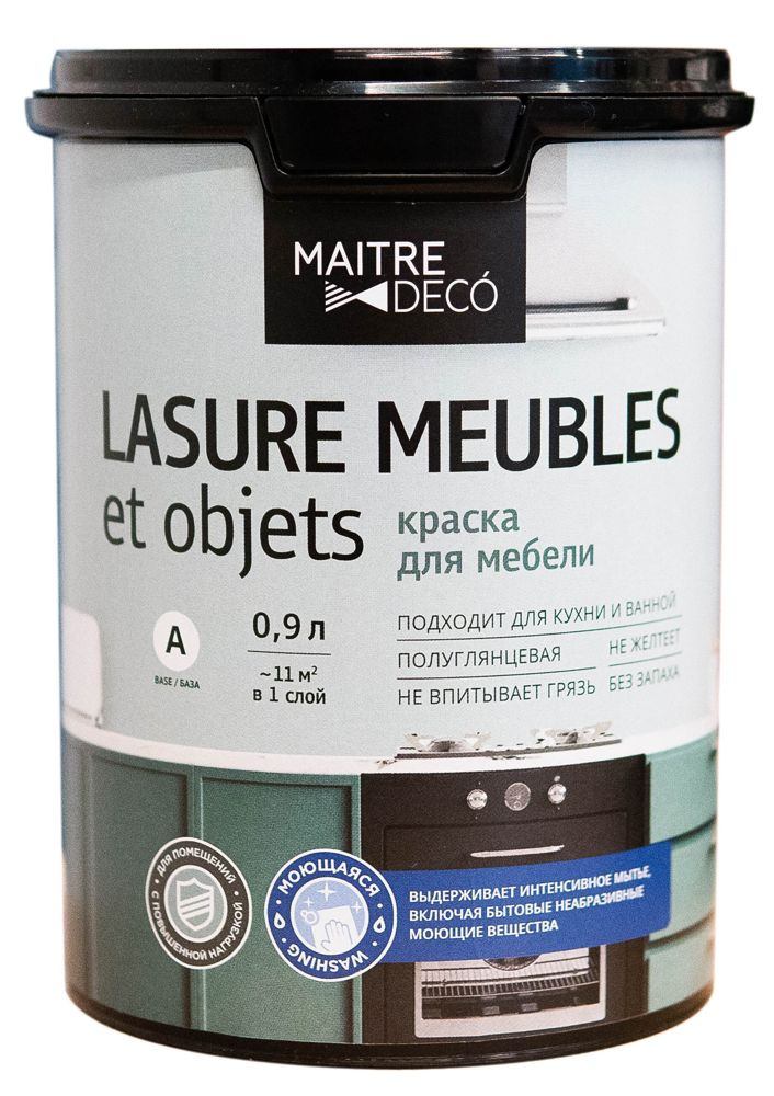 Краска для мебели Maitre Deco Lasure матовая цвет белый 0.9 л #1