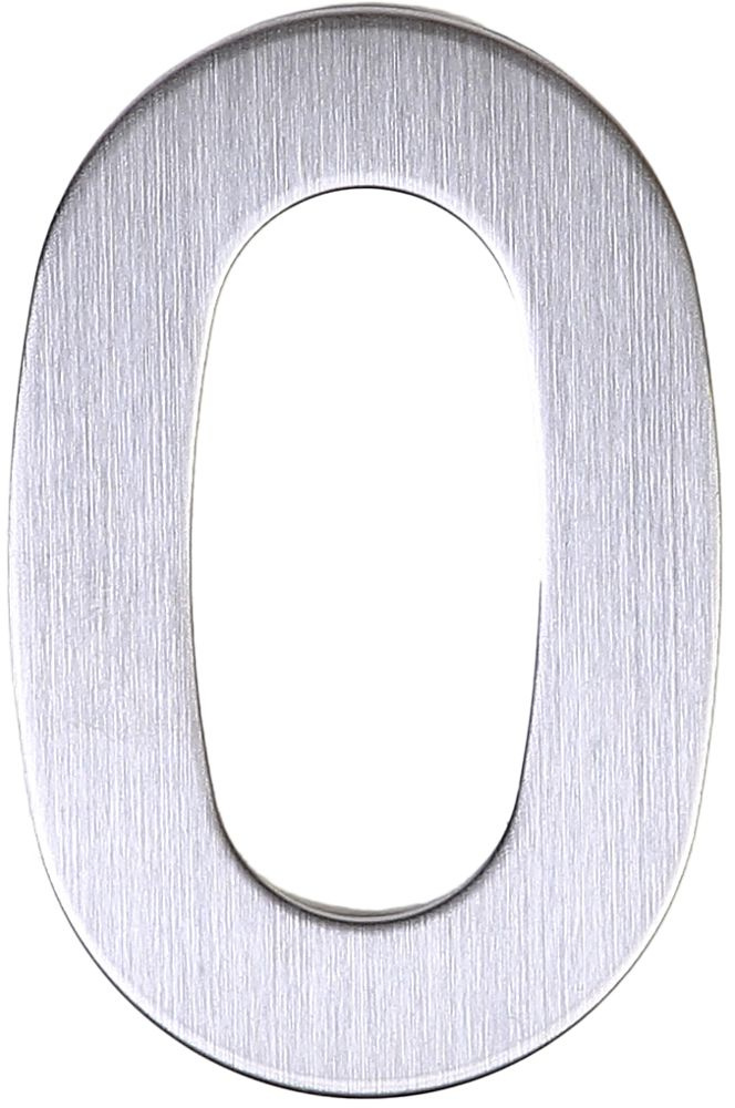 Цифра 0 самоклеящаяся 95х62 мм нержавеющая сталь цвет серебро  #1