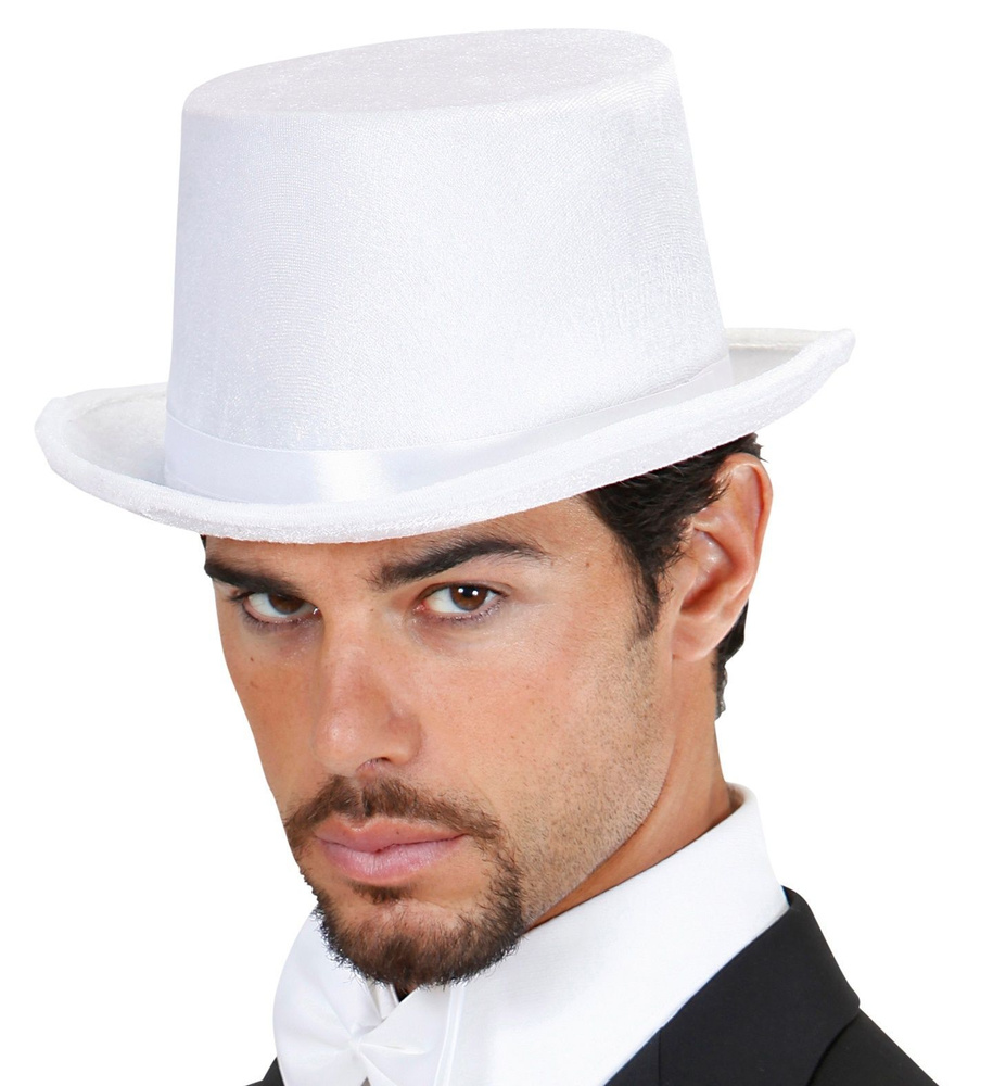 Цилиндр карнавальный в белом цвете вельвет /карнавальная шляпа  #1