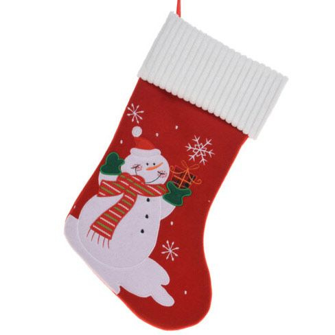 Новогодний носок для подарков Радостный Снеговик 46 см #1
