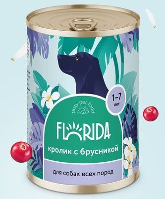 Florida (Флорида) консервы для собак "Кролик с брусникой", 3 шт по 240г  #1