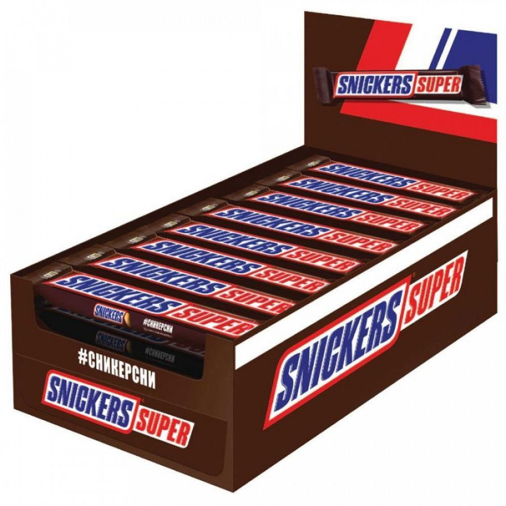 Шоколадный батончик Snickers Super, 32 шт по 80 г / Нуга, карамель, арахис, шоколад  #1