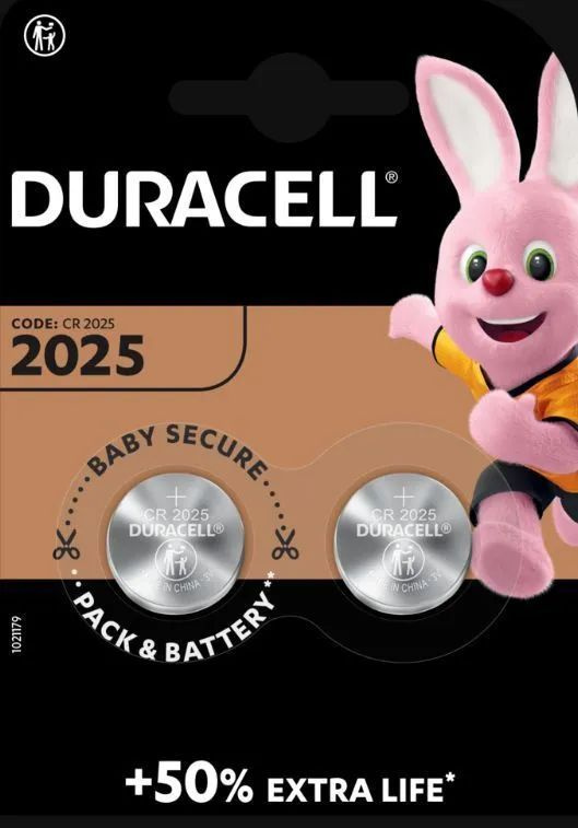 Duracell Батарейка CR2025, Литиевый тип, 1,5 В, 2 шт #1