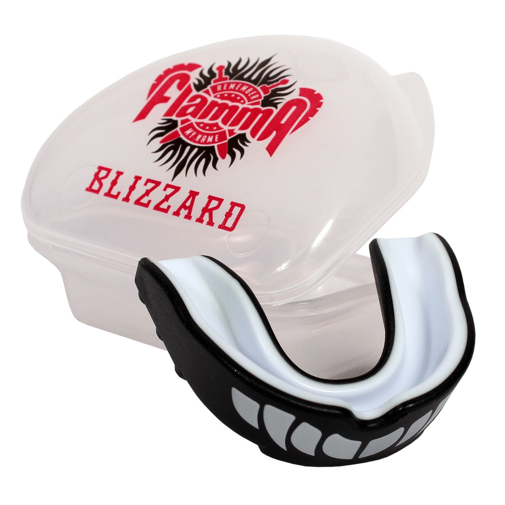Капа для бокса FLАММА - BLIZZARD МОNSTER 2.0 с футляром, взрослая 11+, черно-белая, MGF-031MSTR2-11+ #1