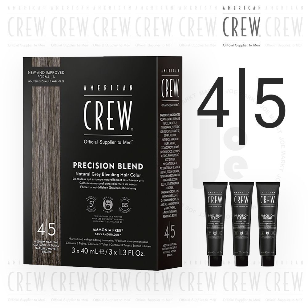 American Crew Precision Blend 4/5 - Камуфляж для седых волос полуперманентный, Средний натуральный, 3х40 #1