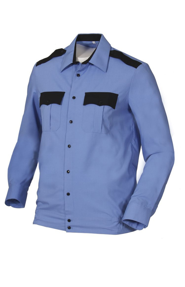 Рубашка форменная на поясе с длинным рукавом голубая #1