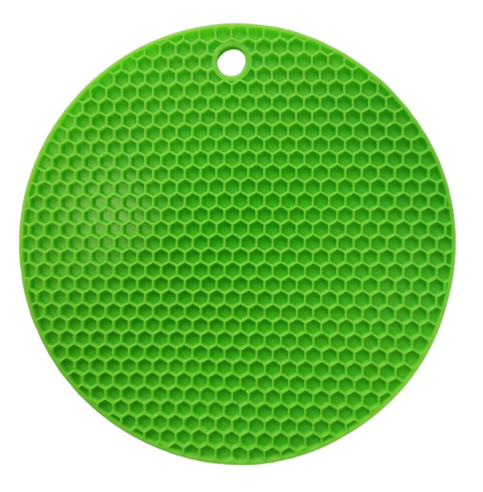 Подставка силиконовая, 5шт, круглая, термостойкая, диаметр 170мм, толщина 6,5мм, цвет ярко-зеленый.  #1