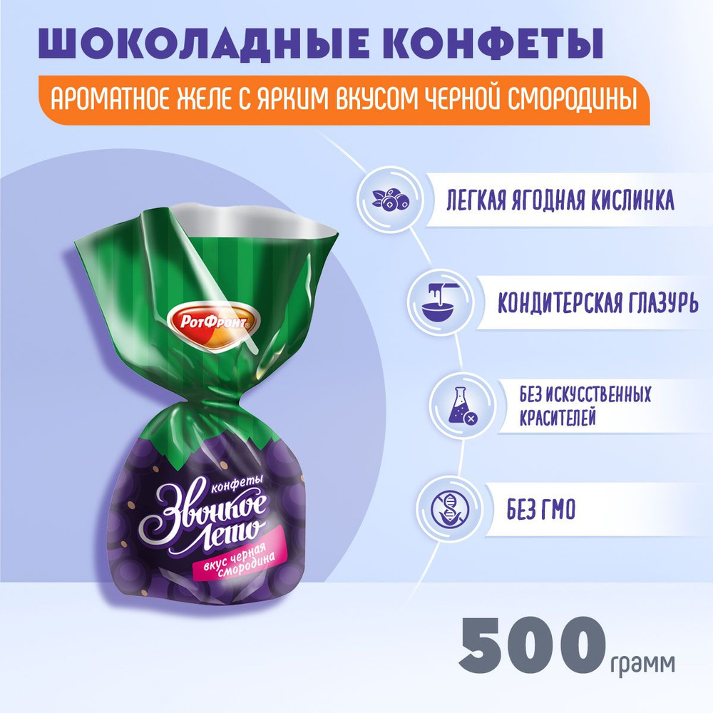 Конфеты Звонкое лето вкус черная смородина 500 гр Рот Фронт  #1