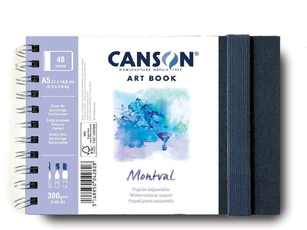 CANSON ART BOOK скетчбук на спирали, бумага для акварели Montval 300гр/м2, 24 листа А5  #1