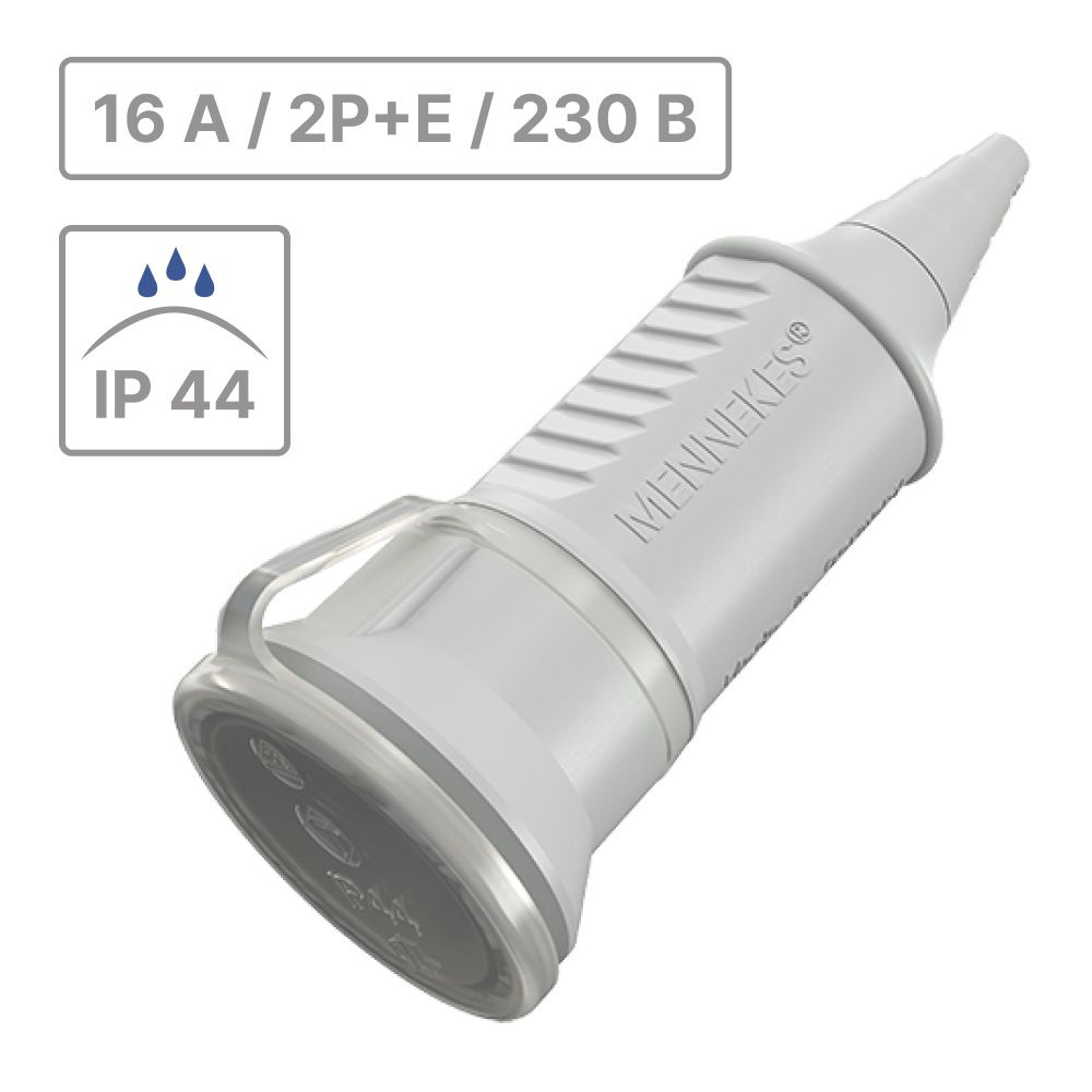 Розетка кабельная уличная с крышкой 16А 2P+E 230V MENNEKES SCHUKO, влагозащищенная IP44, серая  #1