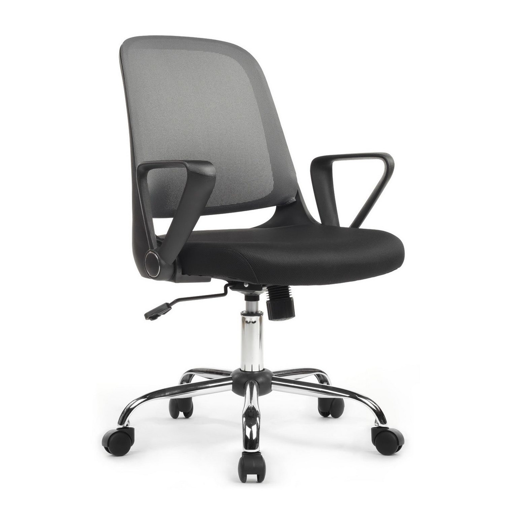 Кресло компьютерное офисное RV Design REST W-158, стул крутящийся на колесиках / серый, черный каркас #1