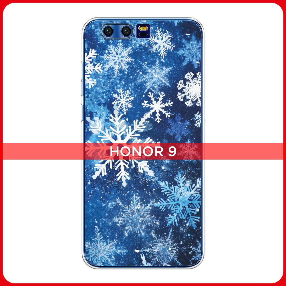 Силиконовый чехол на Honor 9 / Хонор 9 Новогодний - Падающие снежинки  #1