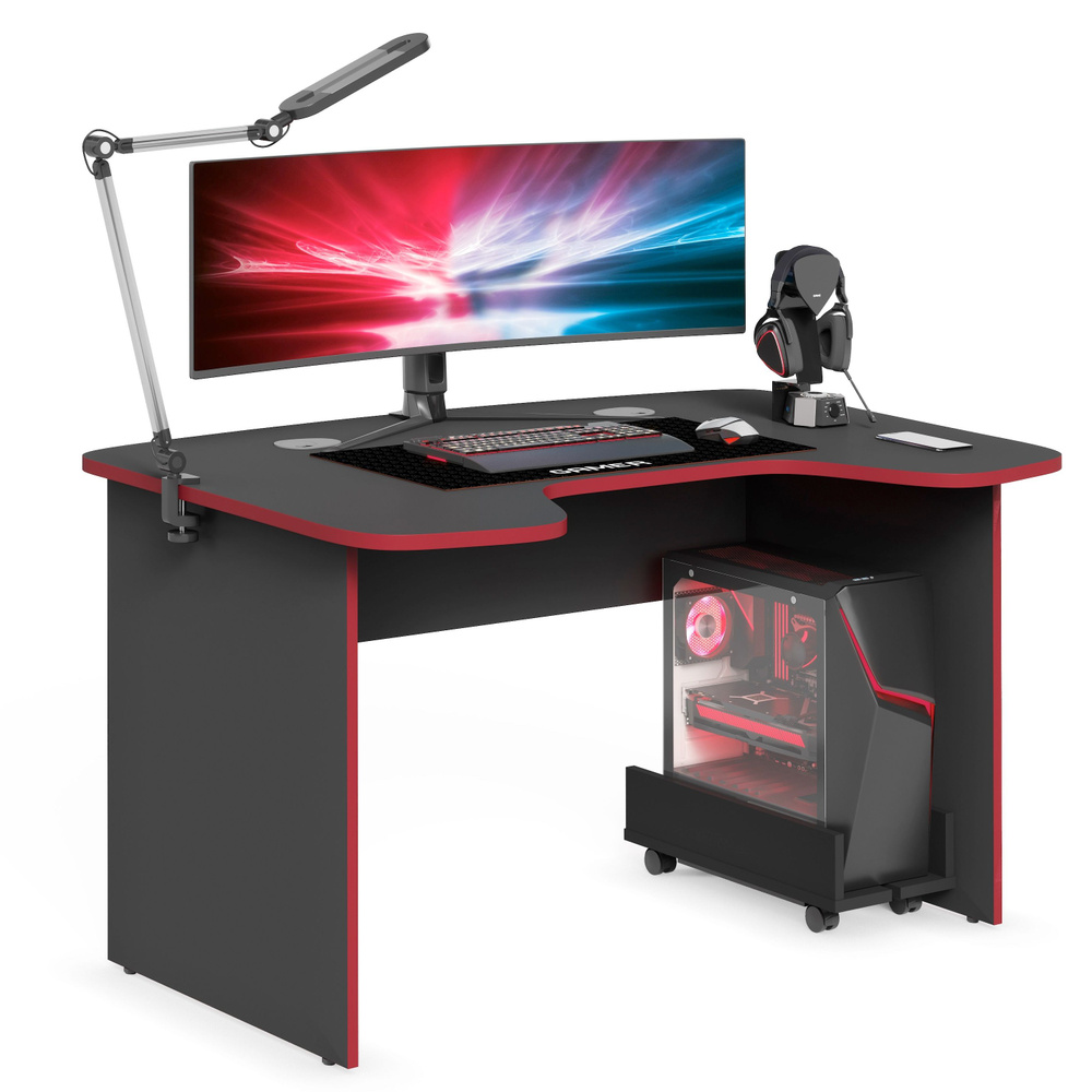 Игровой компьютерный стол SKILLL STG 1385.1, антрацит/красный, 136х85х75см  #1