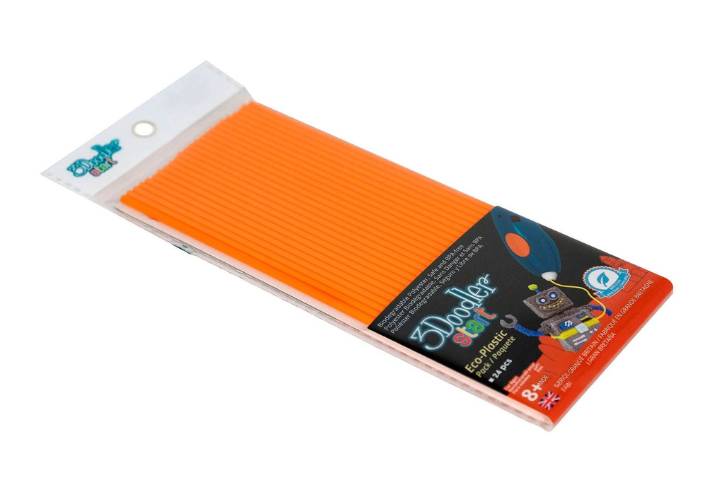 Пластик к 3D ручке 3Doodler Start, цвет оранжевый, 24 штуки (3DS-ECO06-ORANGE-24)  #1