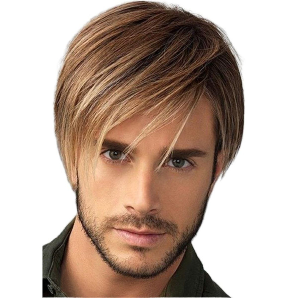 Модный мужской парик золотисто-коричневого цвета #1