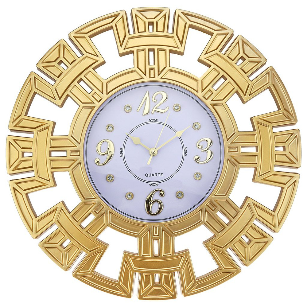 Часы настенные Виконт д46х4,5см мягкий ход циферблат белый со стразами пластм. золотой в коробке  #1