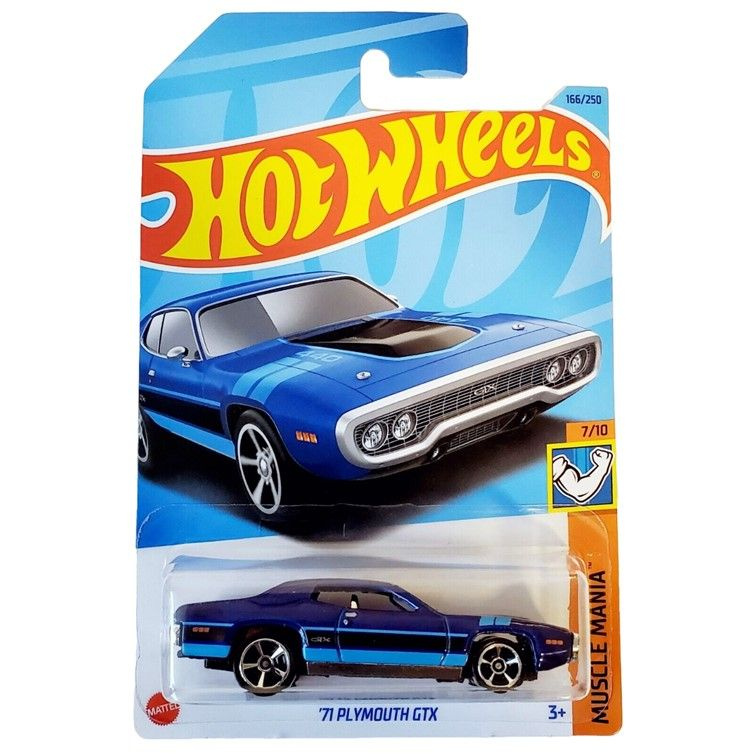 HKK91 Машинка металлическая игрушка Hot Wheels коллекционная модель 71 Plymouth GTX синий  #1