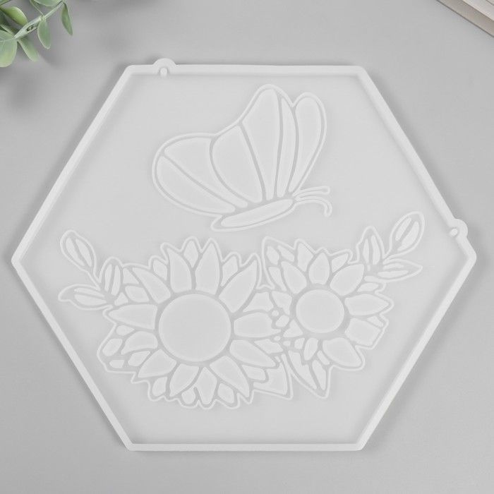 Молд силикон Бабочка и цветы 18х19х0,8 см #1