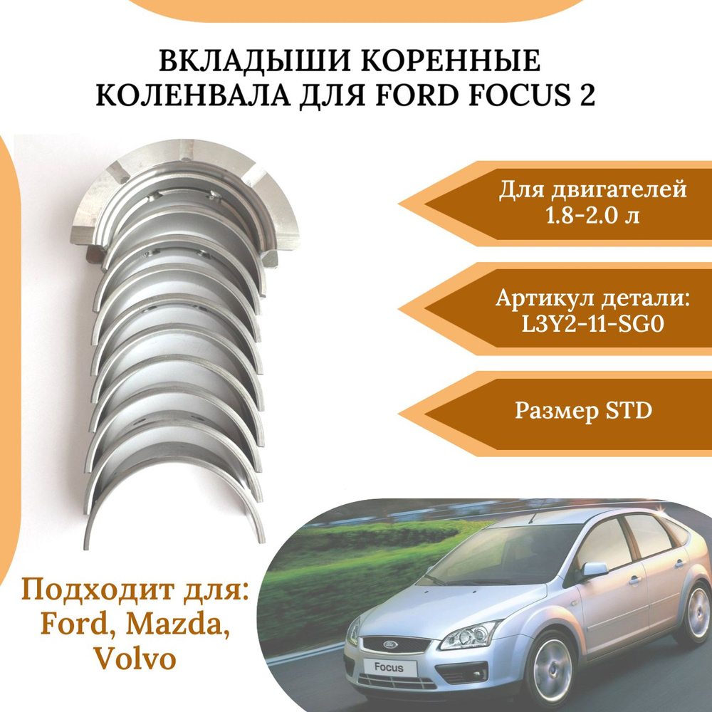 Вкладыши коренные для двигателя Ford Focus 2 с двигателем 1,8-2,0л - арт.  L3Y2-11-SG0, размер STD - арт. MS-31100 - купить по выгодной цене в  интернет-магазине OZON (1306355772)