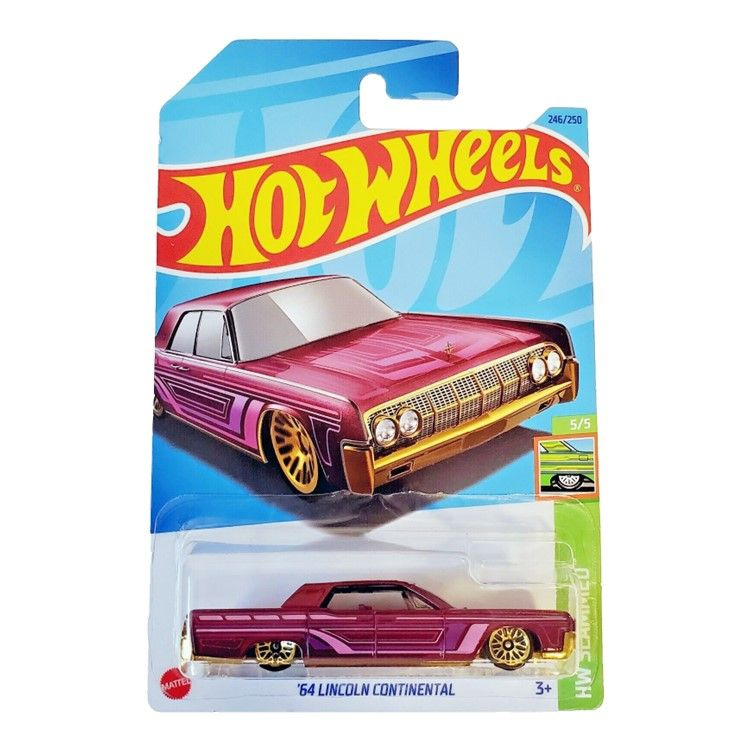 HKJ09 Машинка металлическая игрушка Hot Wheels коллекционная модель 64 Lincoln Continental фиолетовый #1