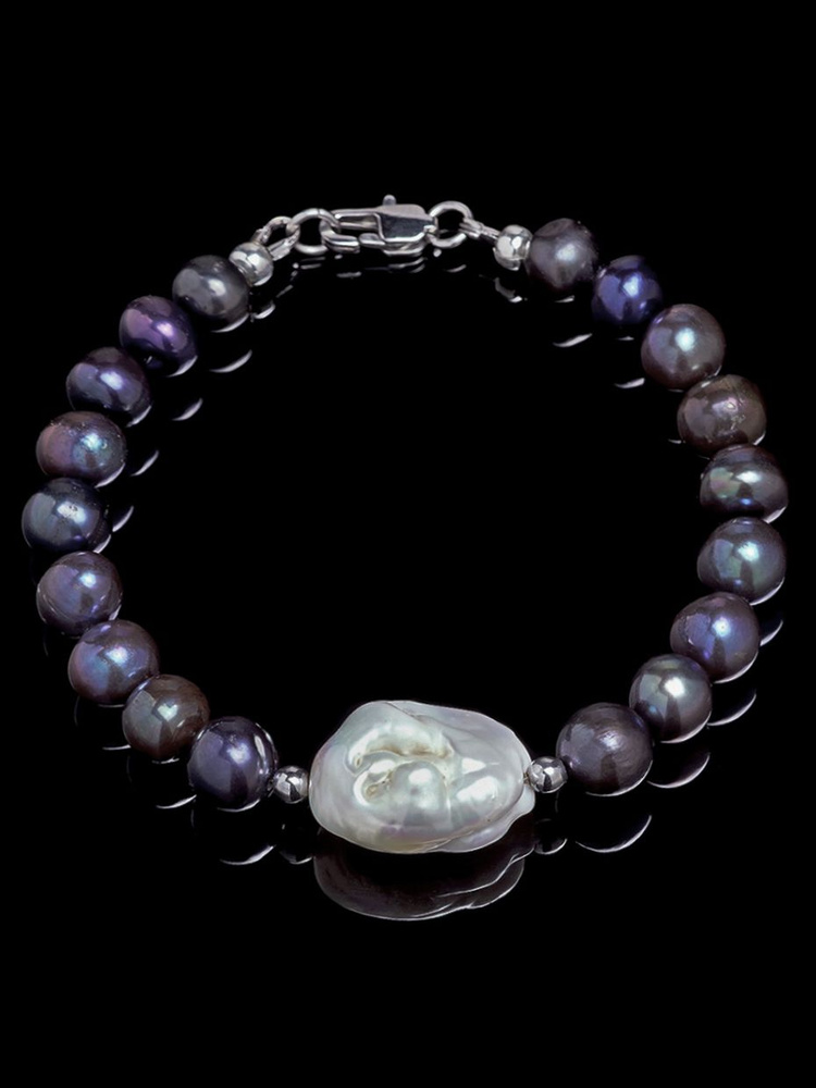 Браслет жемчужный черный жемчуг Lagema натуральный барочный жемчужина ...