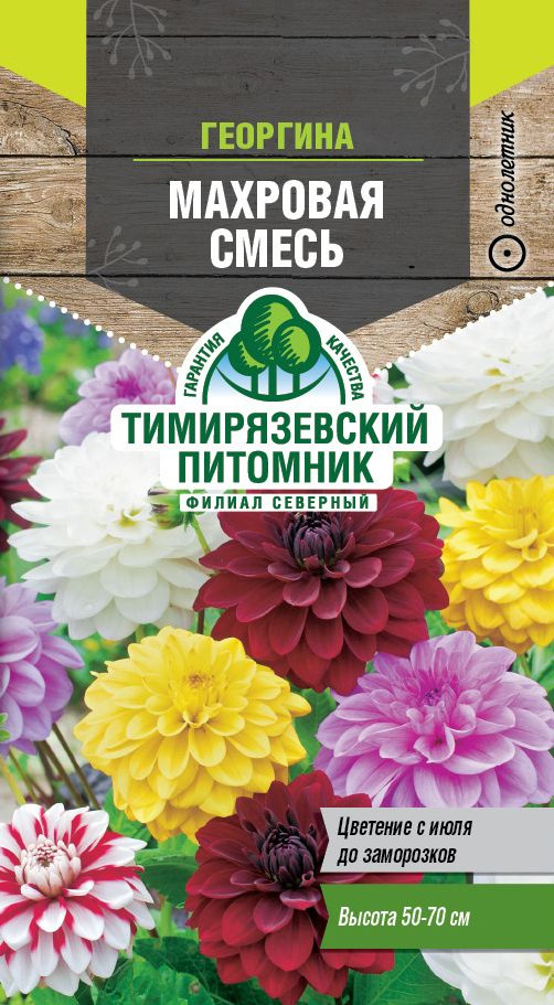 Семена Тимирязевский питомник цветы георгина Махровая смесь 0,2г  #1