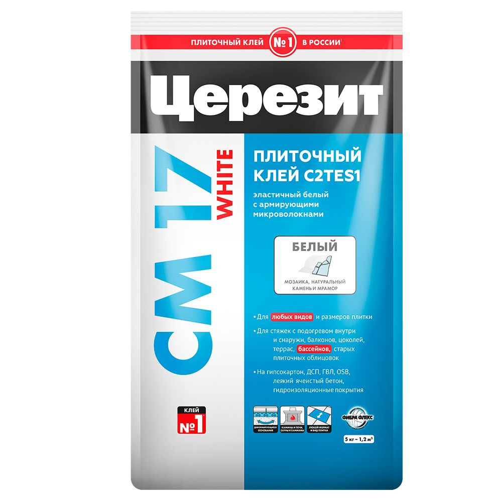 Клей для плитки C2TES1 Церезит CM 17 White белый 5 кг #1