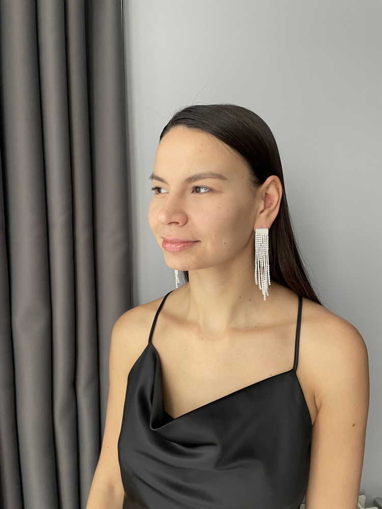 Сережки "Каскад New" вечерние, со стразами - купить с доставкой по ...