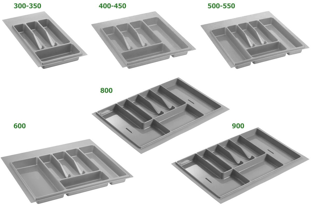 Лоток для столовых приборов Серый в секцию 300-350мм (266х485мм) в ящик/модуль/шкаф Органайзер для столовых #1