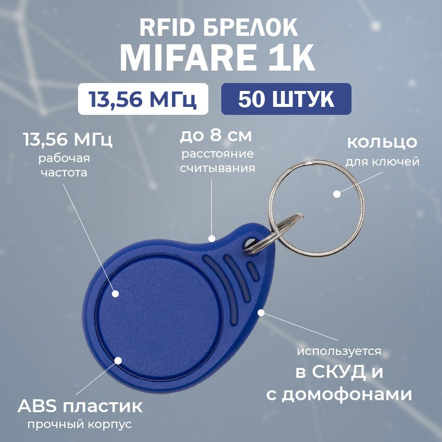 RFID брелок MIFARE "DROP-TAG" СИНИЙ (НЕПЕРЕЗАПИСЫВАЕМЫЙ) / Бесконтактный ключ доступа СКУД 13.56 МГц #1