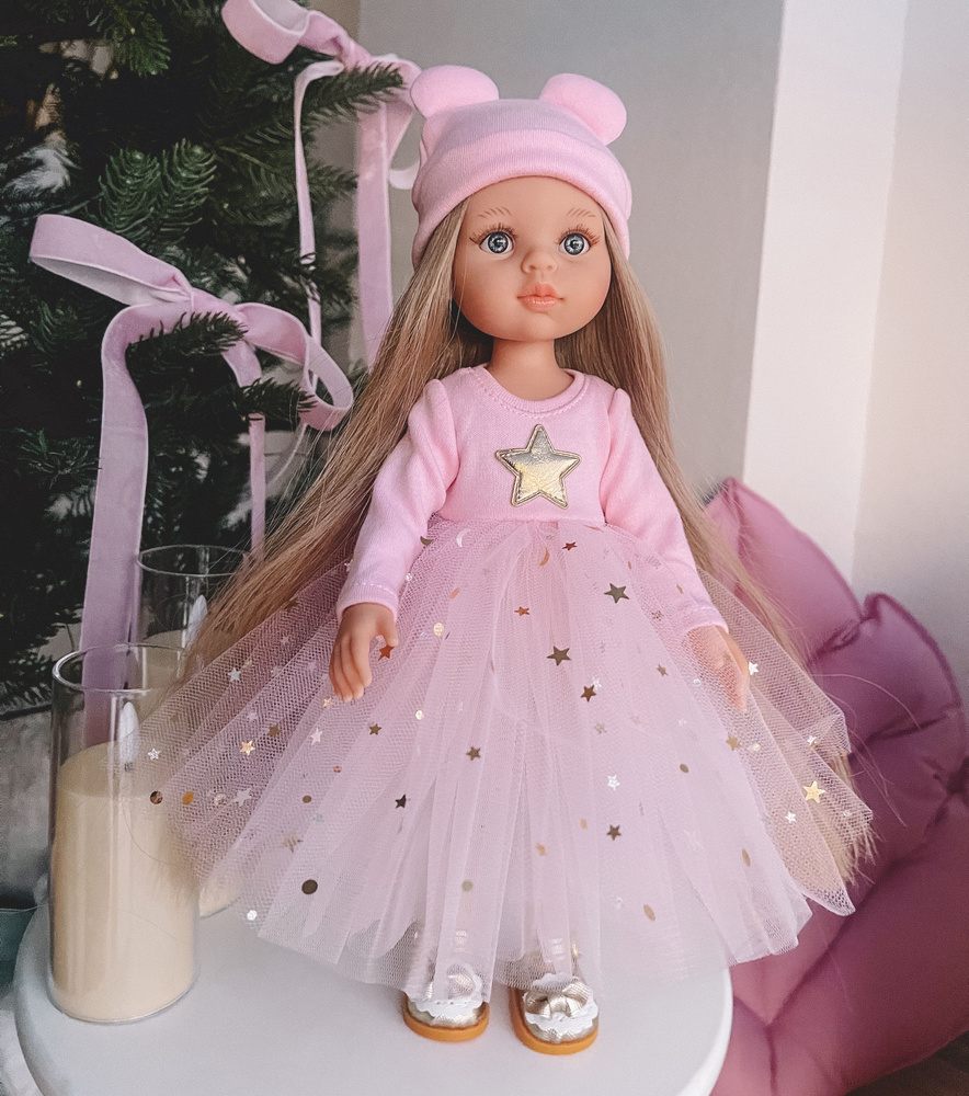 Платье + шапка Зефирка (без обуви), одежда для куклы Paola Reina ( Паола Рейна) 32 см комплект: платье #1