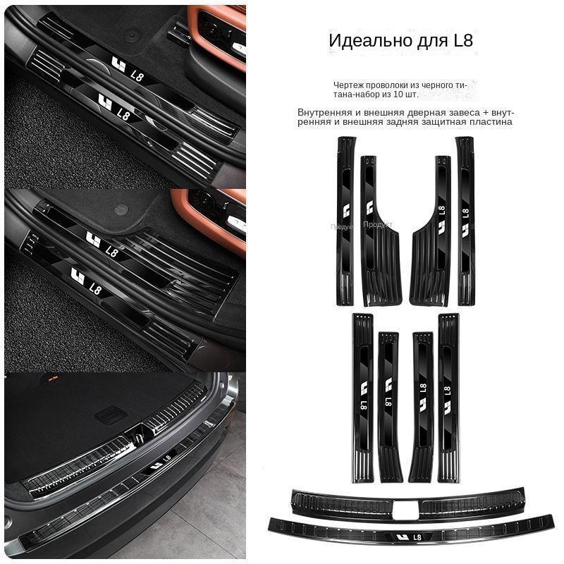 Декоративная планка порога LixiangL8, материал из черной нержавеющей ...