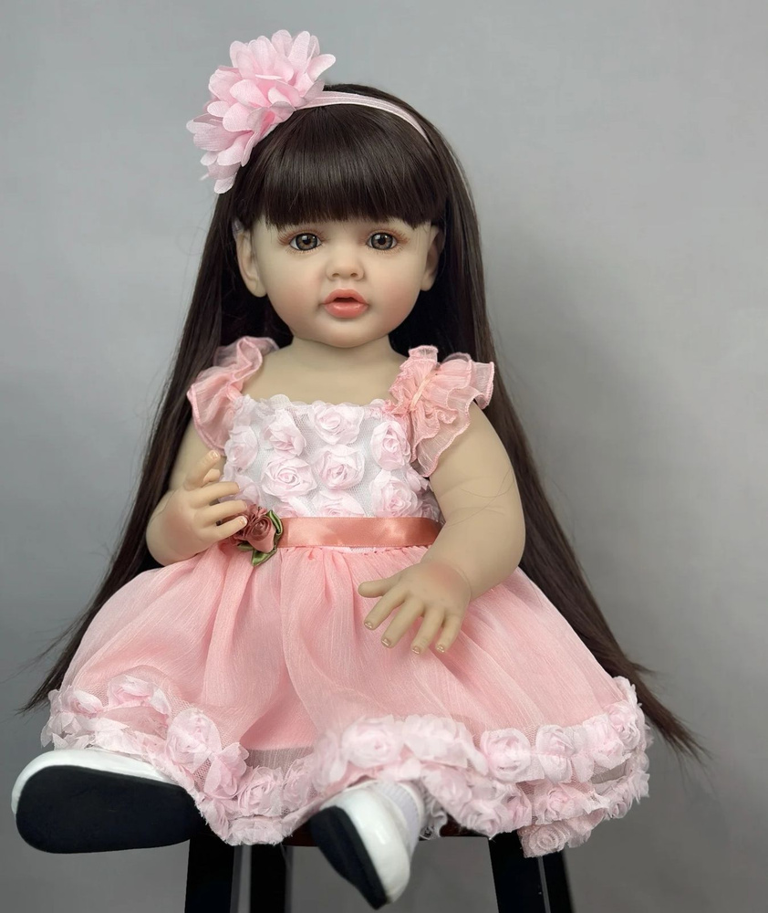 Кукла реборн BZDOLL 55 см. в нарядном платье. Кукла Reborn, можно купать  #1