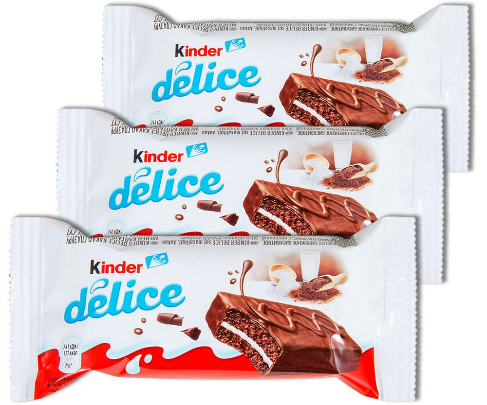 Пирожное бисквитное Kinder "Delice" с молочной начинкой 39 г, 3 шт.  #1