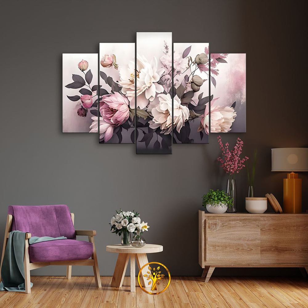 Модульная картина для интерьера на стену "Цветок" 80х140 см  #1