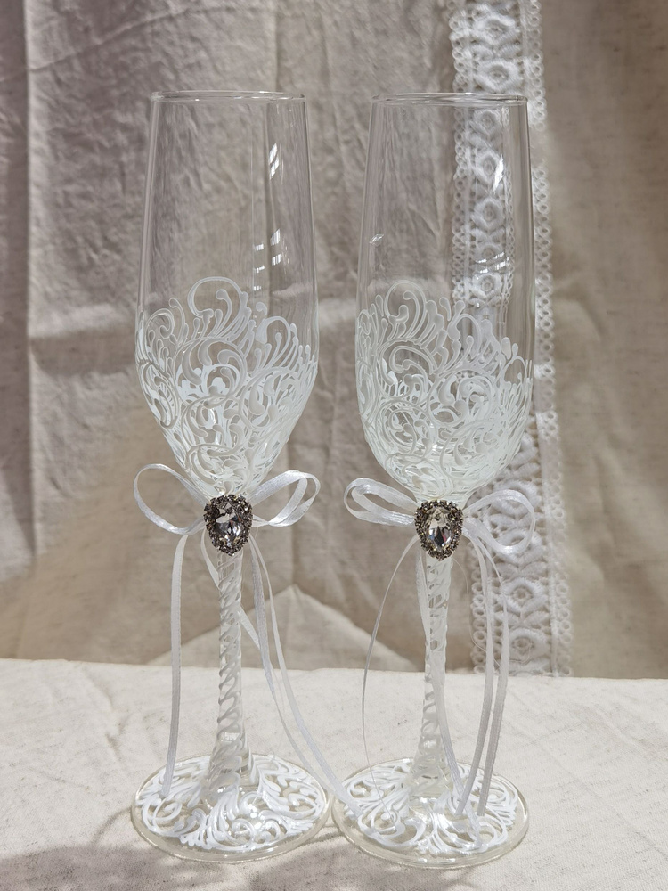 Свадебные бокалы "Нежность" с декором в виде ручной росписи, 2 шт.  #1