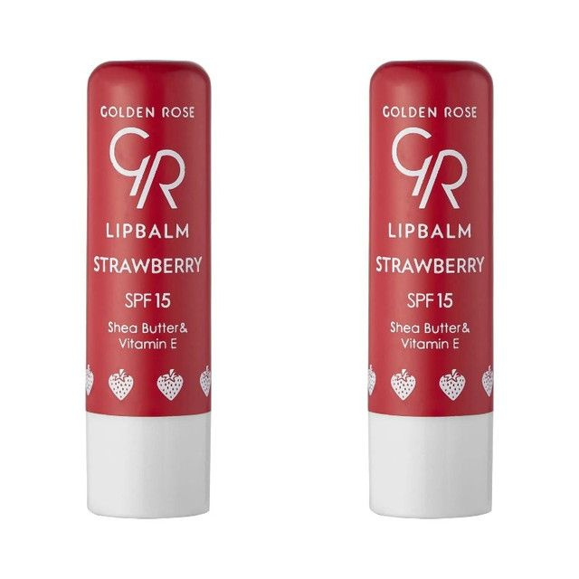 Golden Rose Бальзам для губ LIP BALM STRAWBERRY 15 №:04, 2 штуки #1