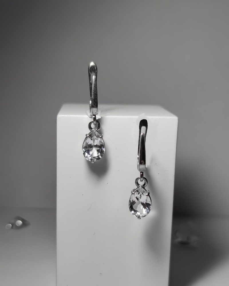 Пальмира Серьги серебряные женские Капли с горным хрусталем 925 проба ...